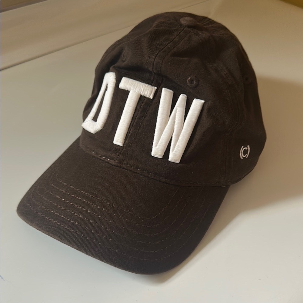 Custom DTW Brown & White Embroidered Dad Cap
